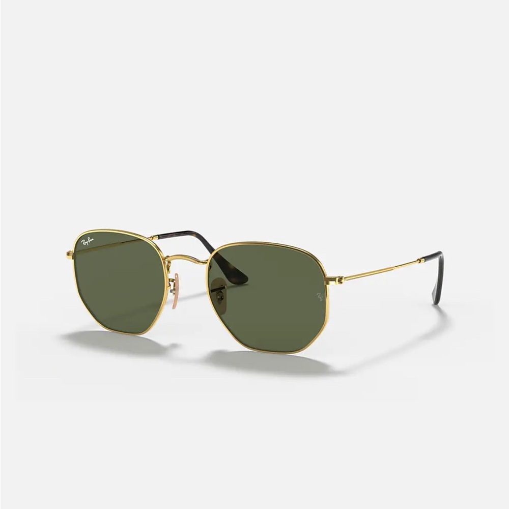 Ray-Ban Gold and Green Hexagon Sunglasses. Perfect condition!!